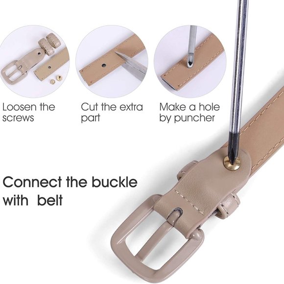 Women Skinny Leather Belt Thin Waist Jeans